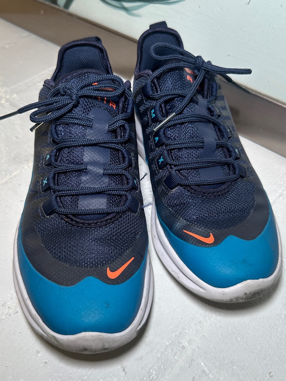 Nike Air Max Kids Navy & Teal Sneakers with Orange Swoosh